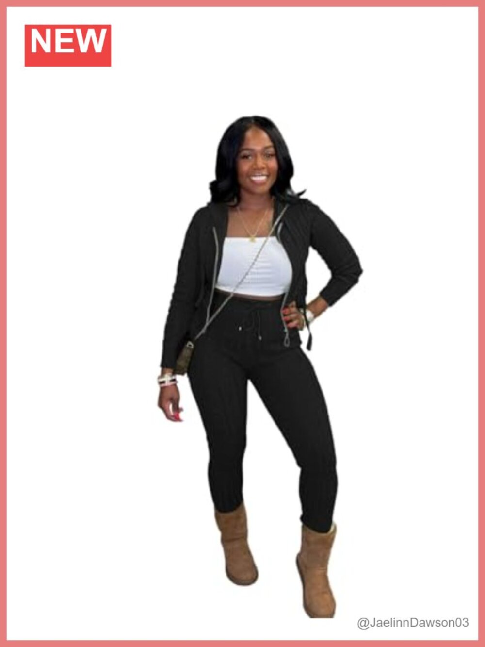 Knit Sweater Two Piece Set Zip Hoodie Cardigan Drawstring Pants Lounge